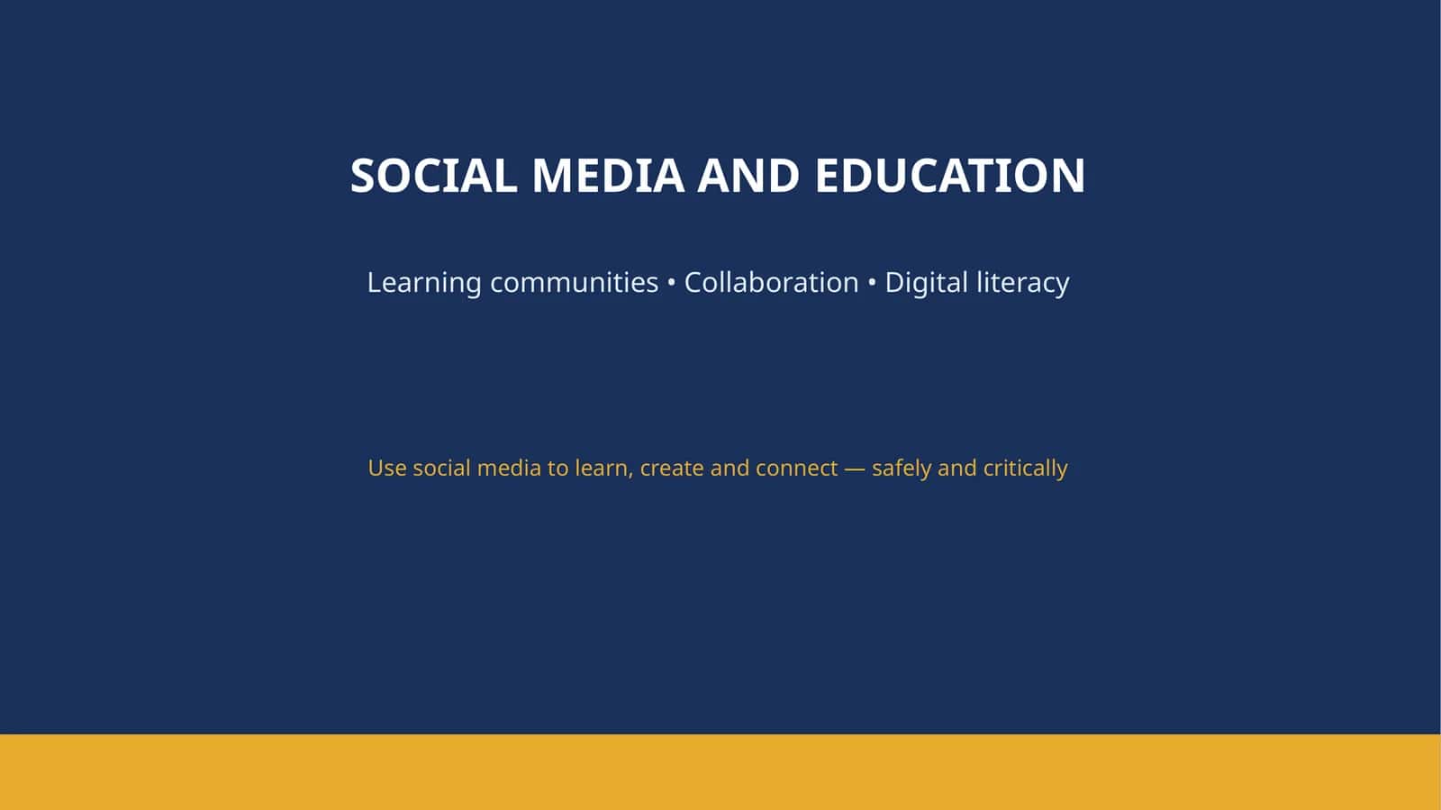 SOCIAL MEDIA AND EDUCATION