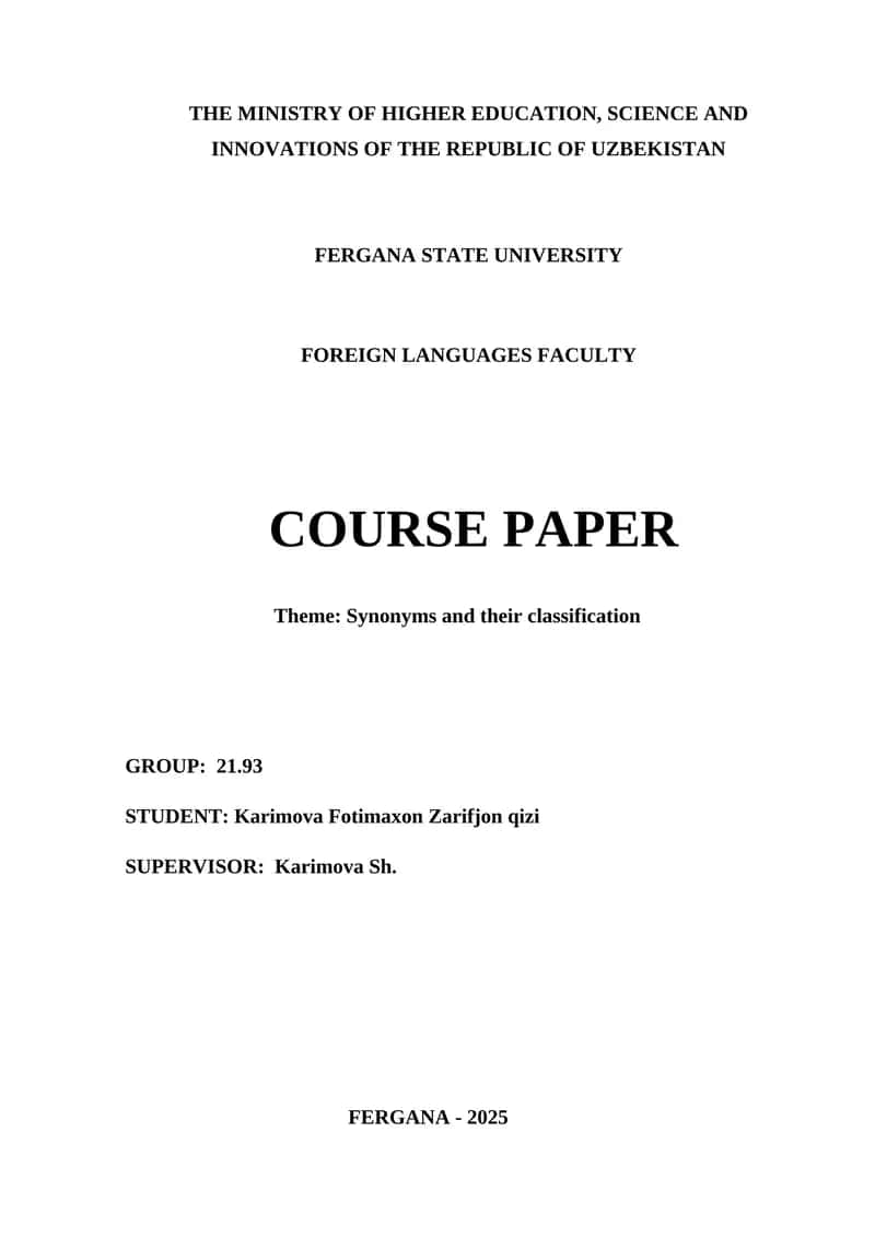 COURSE PAPER