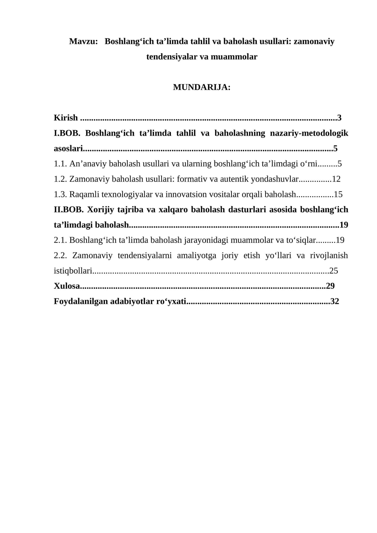 Boshlang‘ich ta’limda tahlil va baholash usullari: zamonaviy tendensiyalar va muammolar