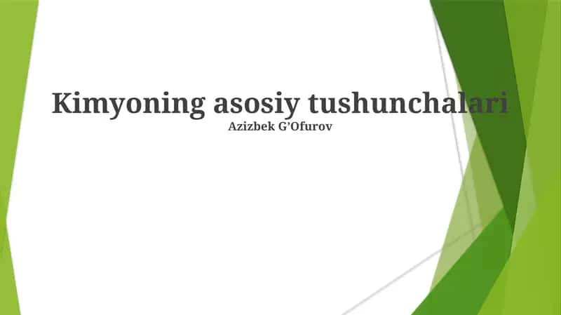 Kimyoning asosiy tushunchalari