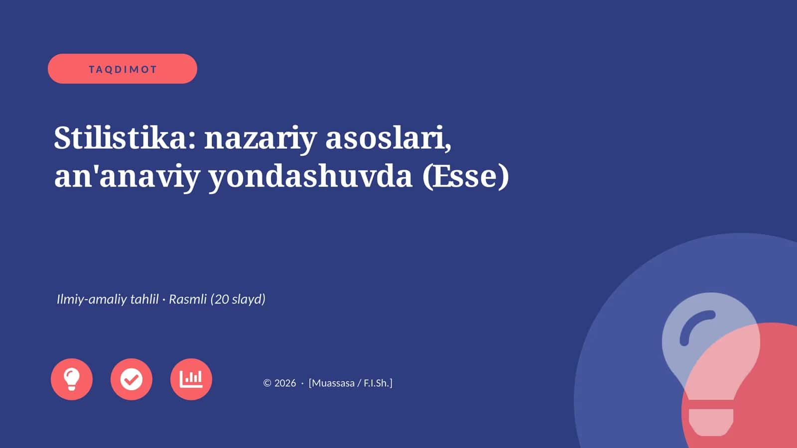 Stilistika: nazariy asoslari, an'anaviy yondashuvda (Esse)