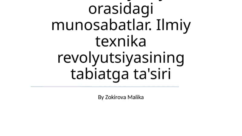 Tabiat va jamiyat orasidagi munosabatlar