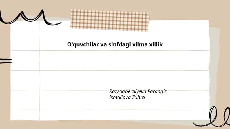 O'quvchilar va sinfdagi xilma xillik