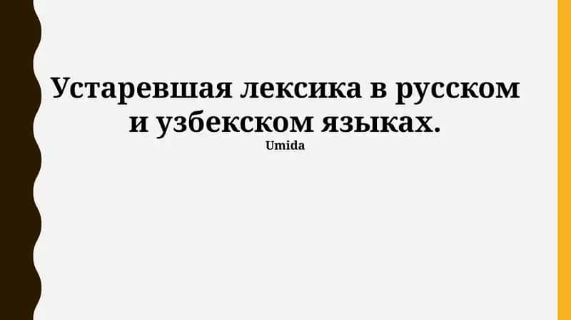 Устаревшая лексика в русском и узбекском языках