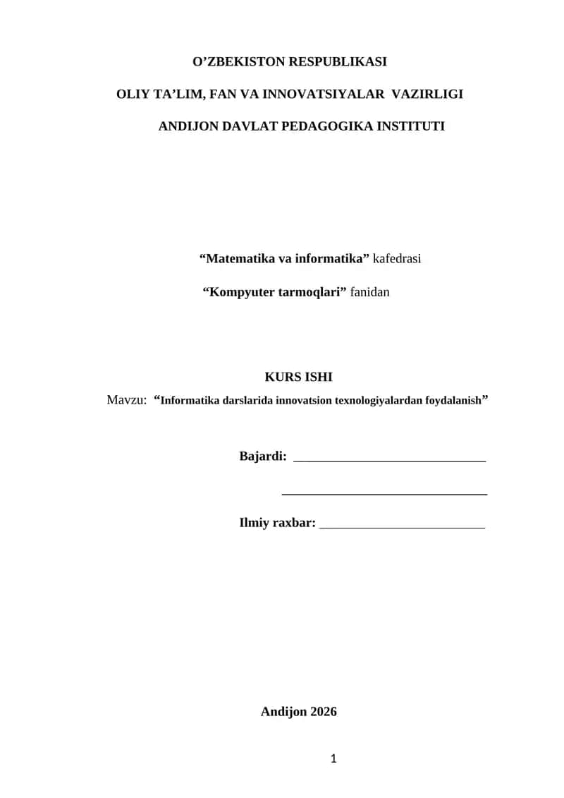 Informatika darslarida innovatsion texnologiyalardan foydalanish
