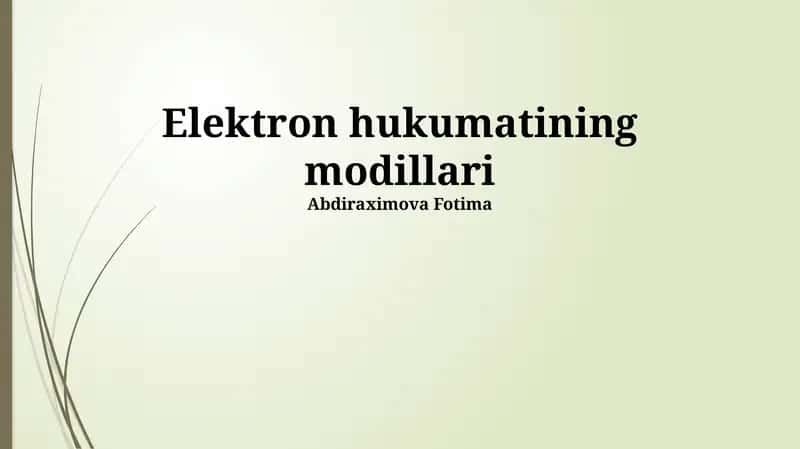 Elektron Hukumat Modellari