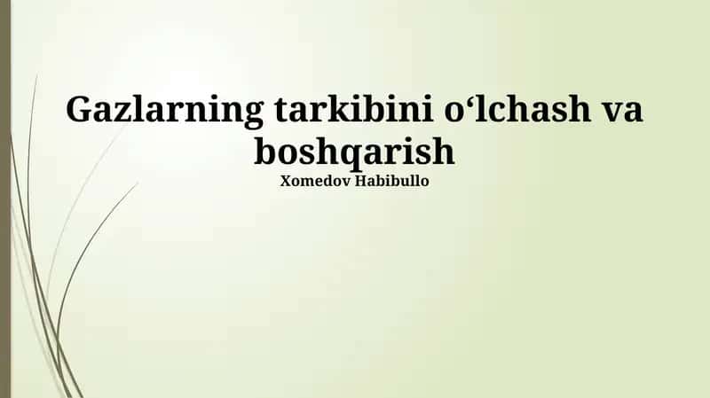 Gazlarning tarkibini oʻlchash va boshqarish