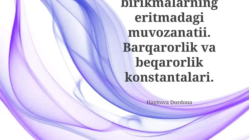 Kompleks birikmalarning eritmada muvozanati va barqarorlik konstantalari