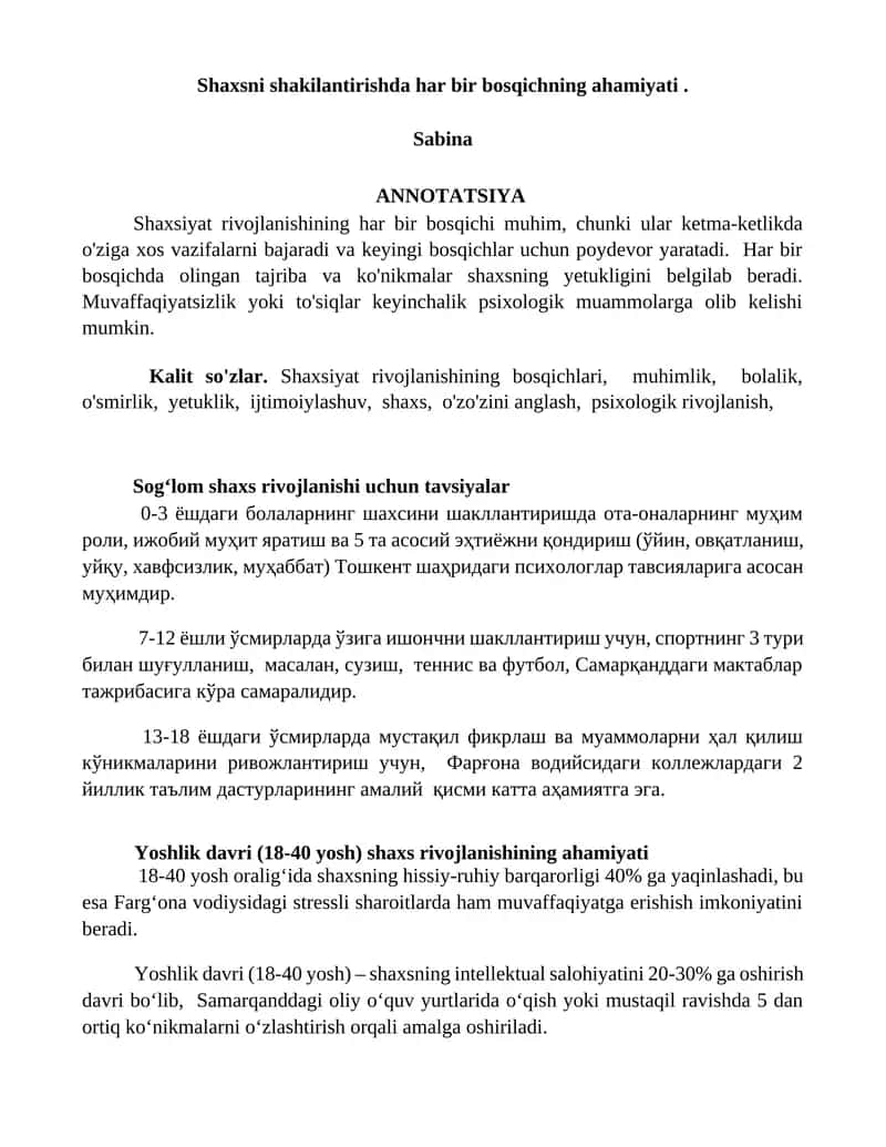 Shaxsiyat rivojlanishi