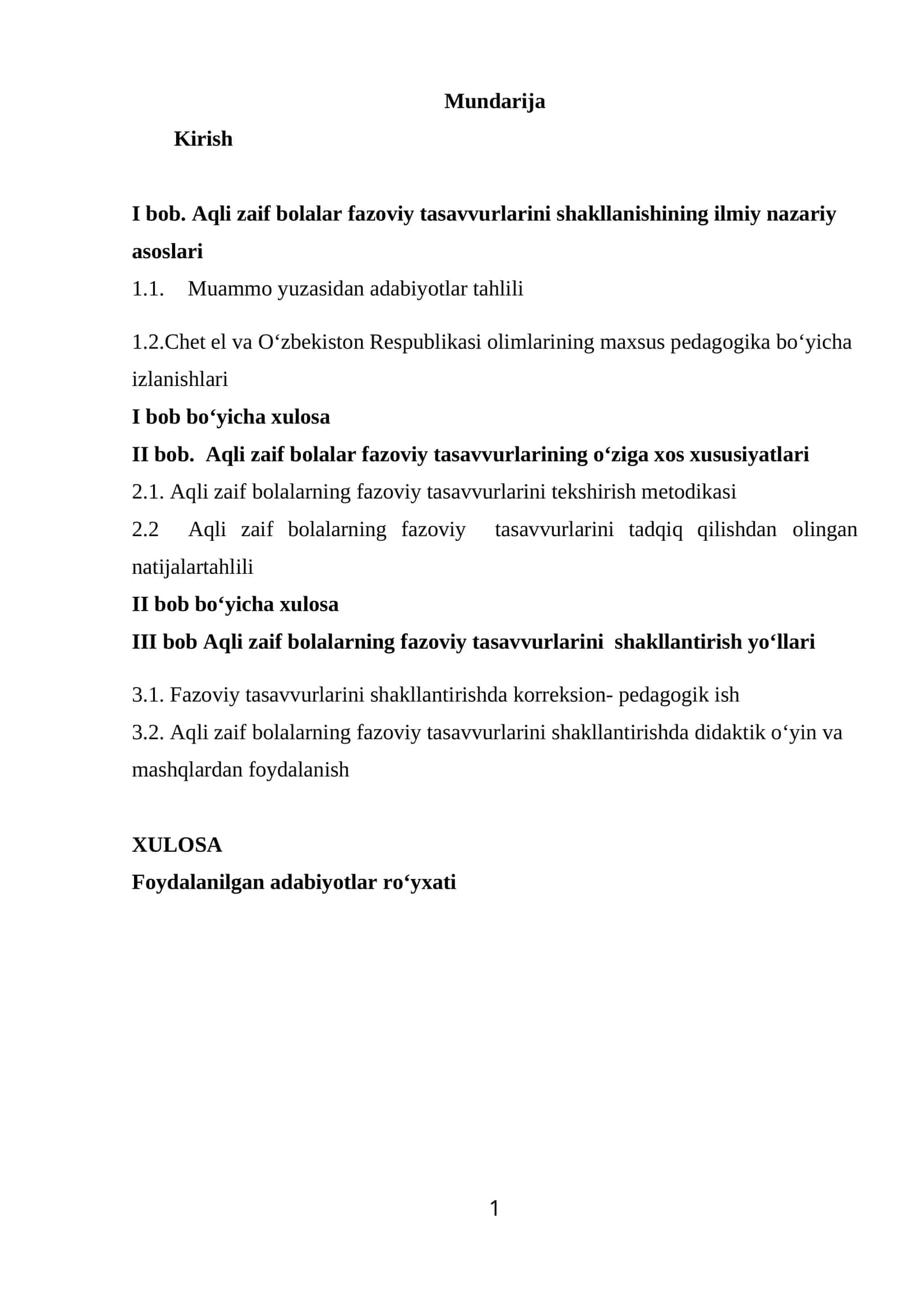 Aqli zaif bolalar fazoviy tasavvurlarini shakllanishining ilmiy nazariy asoslari