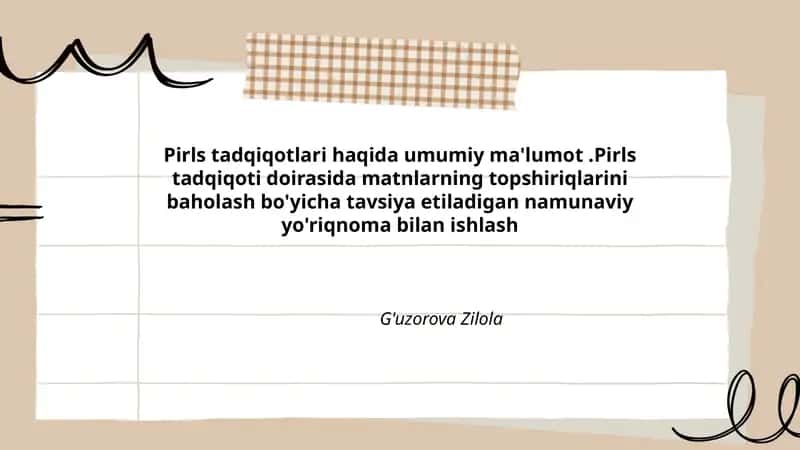 Pirls Tadqiqotlari Haqida Umumiy Ma'lumot