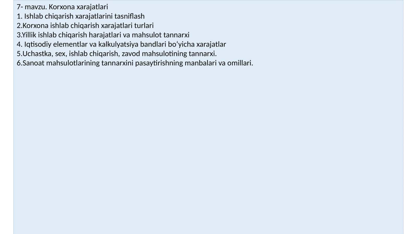 Korxona xarajatlari