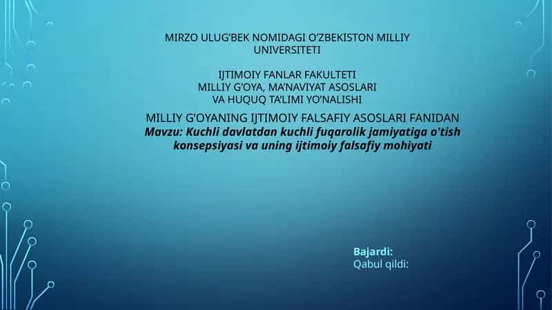 Kuchli davlatdan kuchli fuqarolik jamiyatiga o'tish konsepsiyasi va uning ijtimoiy falsafiy mohiyati