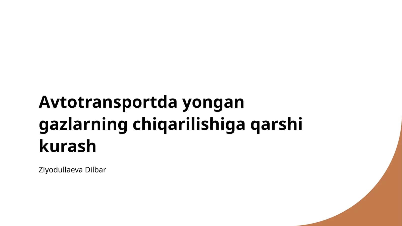 Avtotransportda yongan gazlarning chiqarilishiga qarshi kurash