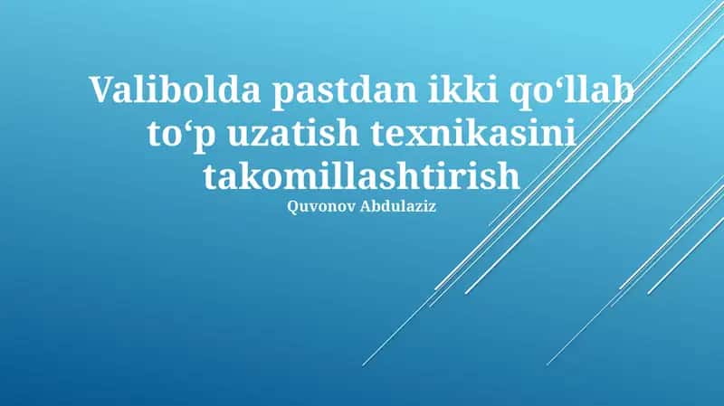 Asosiy uzatish texnikasi