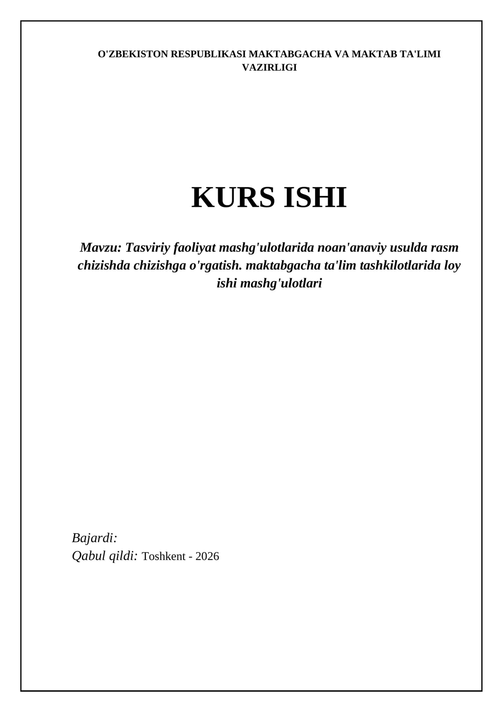 Tasviriy faoliyat mashg'ulotlarida noan'anaviy usulda rasm chizishda chizishga o'rgatish. maktabgacha ta'lim tashkilotlarida loy ishi mashg'ulotlari