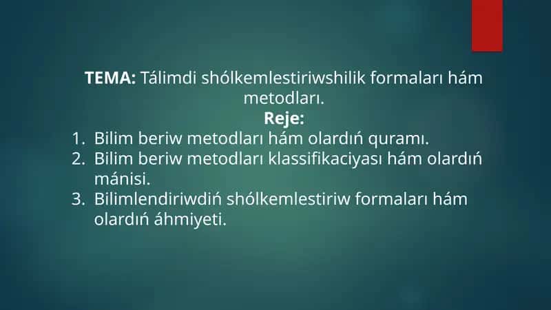 Bilim beriw metodları