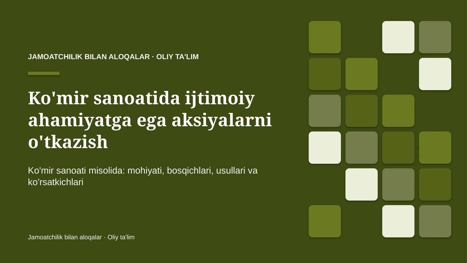 Ko'mir sanoatida ijtimoiy ahamiyatga ega aksiyalarni o'tkazish