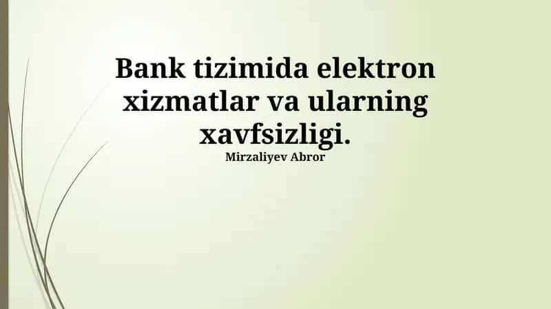 Elektron Bank Xizmatlari