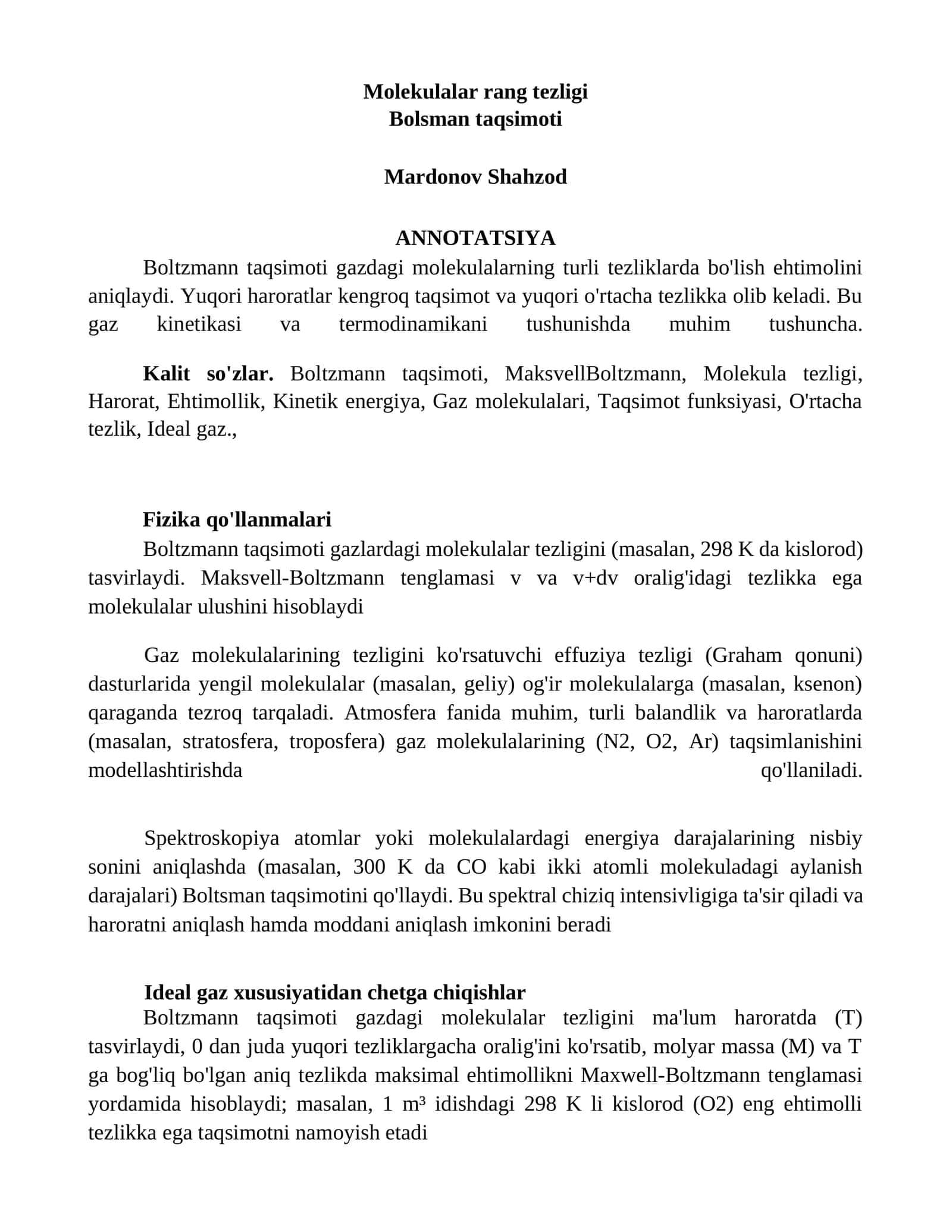 Molekulalar rang tezligi