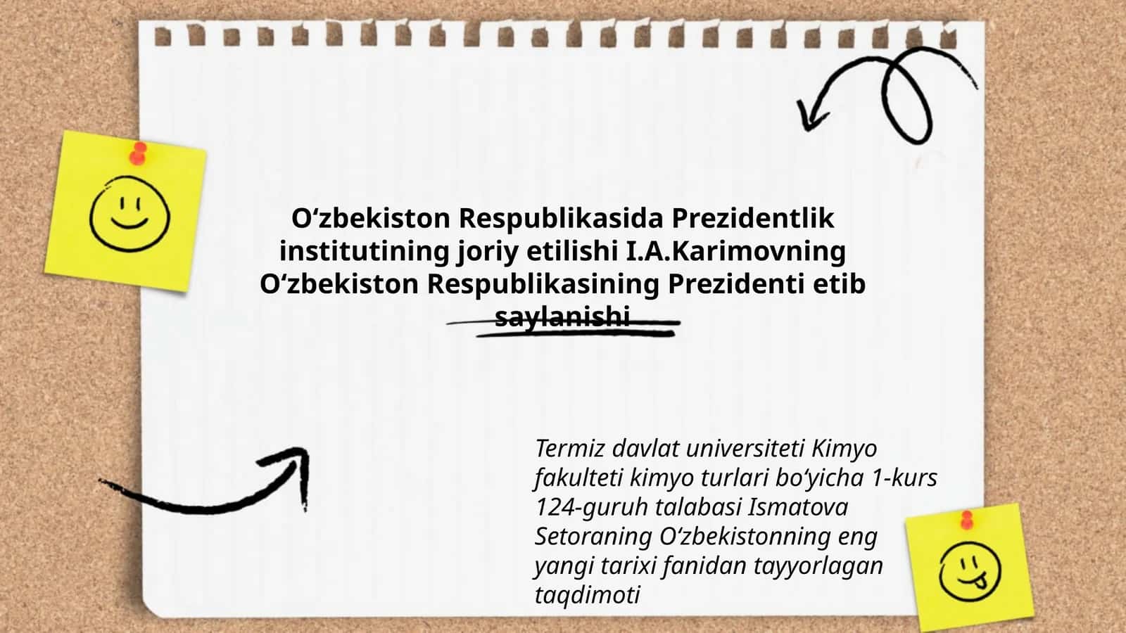 Oʻzbekiston Respublikasida Prezidentlik institutining joriy etilishi I.A.Karimovning Oʻzbekiston Respublikasining Prezidenti etib saylanishi
