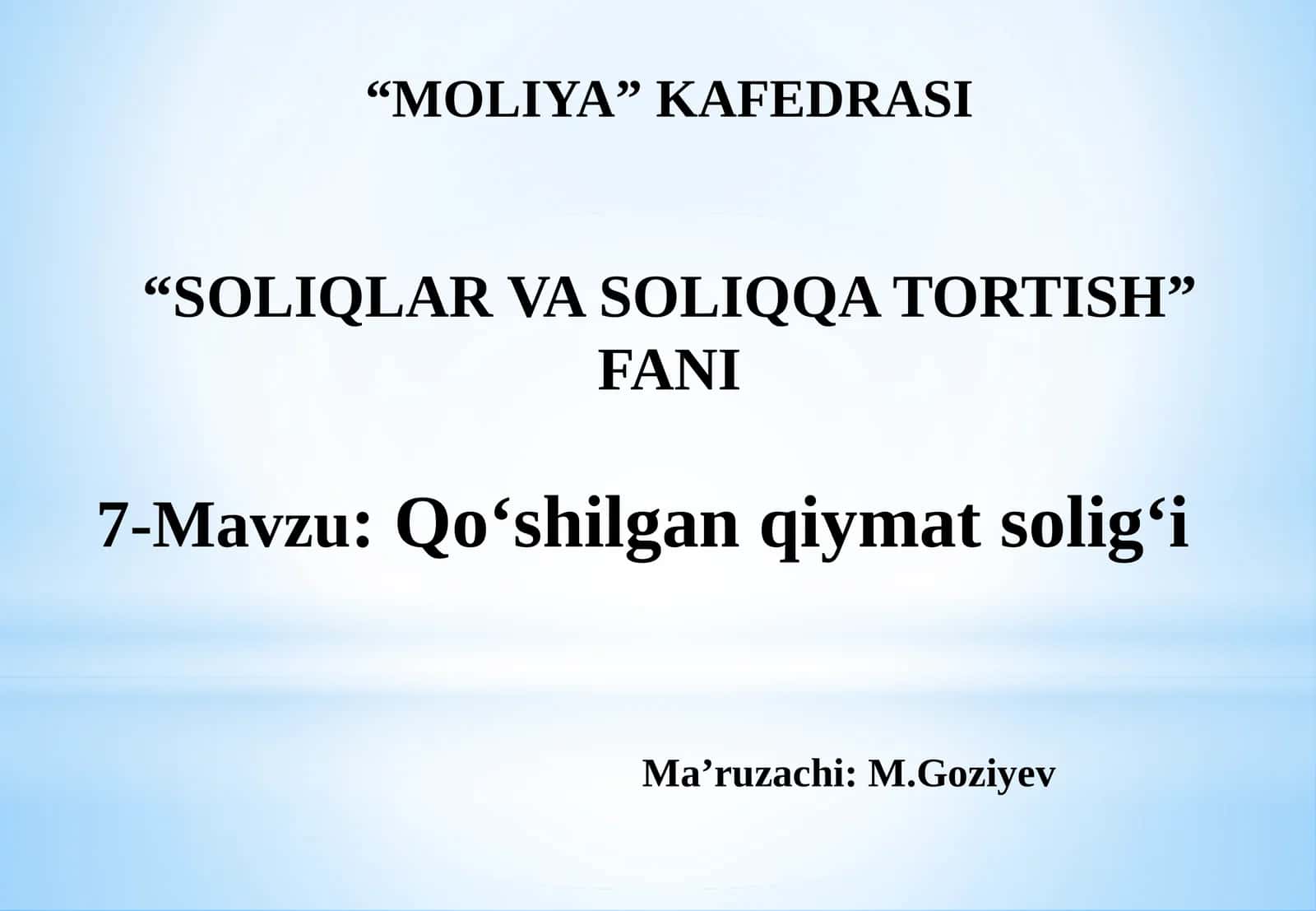 Qo‘shilgan qiymat solig‘i