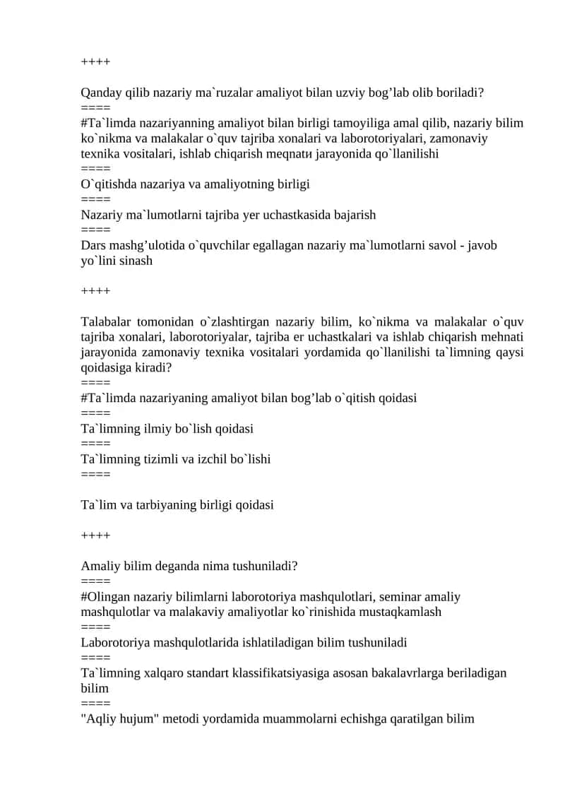 Ta’limda nazariyanning amaliyot bilan birligi