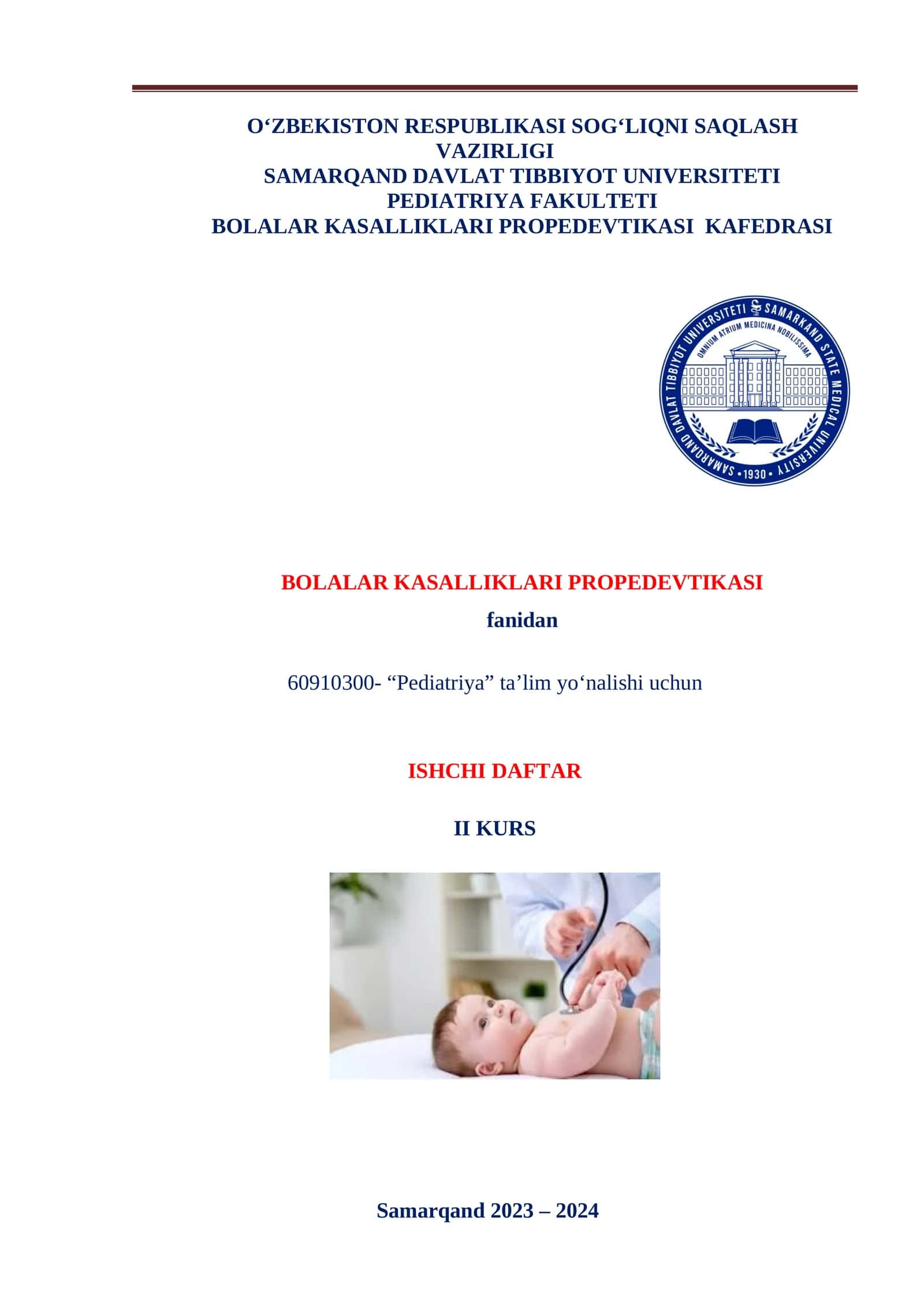 BOLALAR KASALLIKLARI PROPEDEVTIKASI