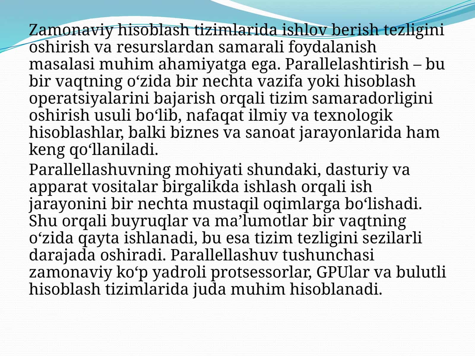 Zamonaviy hisoblash tizimlari