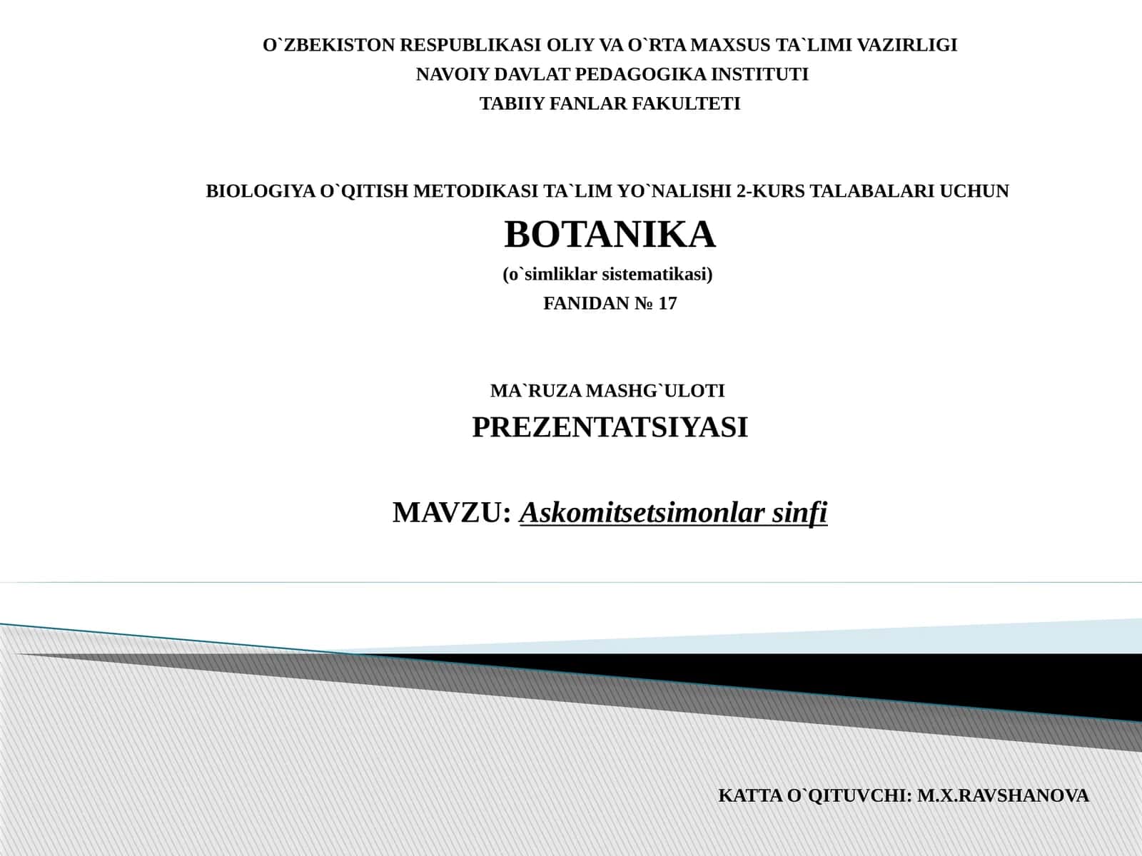 Askоmitsеtsimоnlar sinfi
