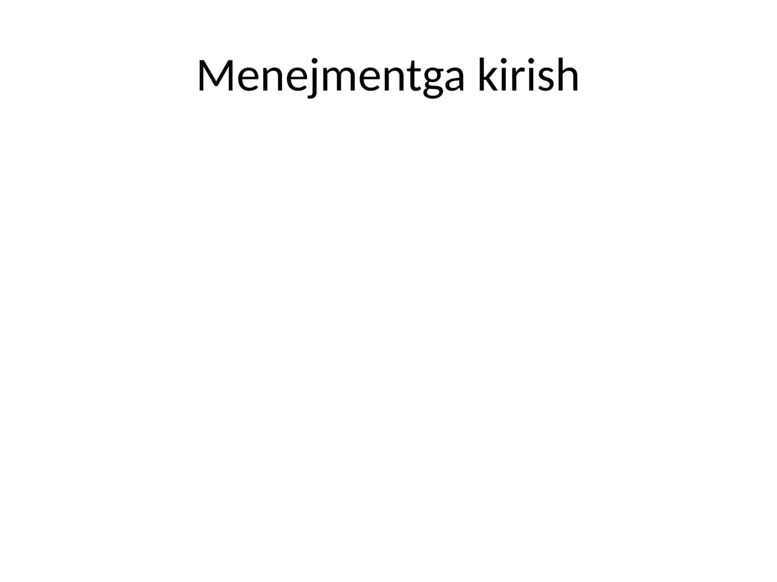 Menejmentga kirish