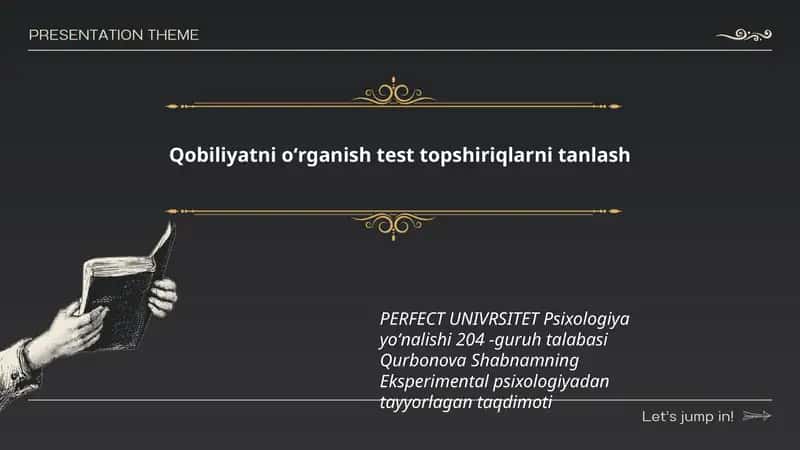 Qobiliyatni oʻrganish test topshiriqlarni tanlash