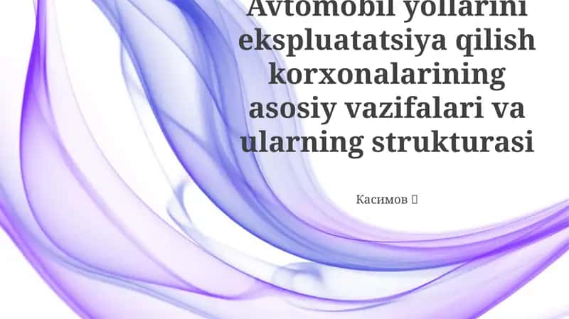 Yo'lni Ta'mirlash Kompaniyasi Tuzilmasi