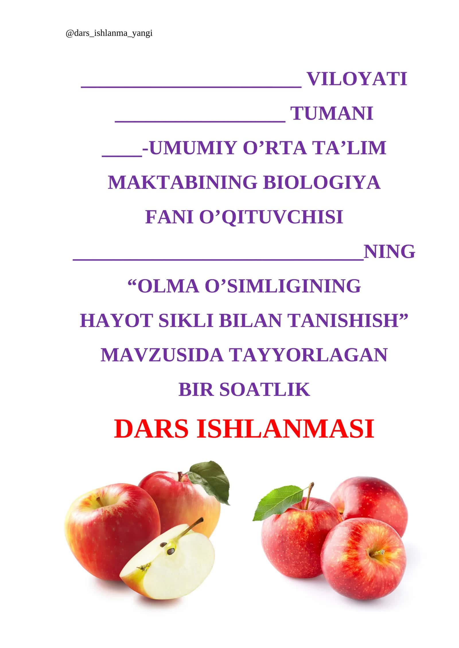 Olma O'simligining Hayot Sikli Bilan Tanishish