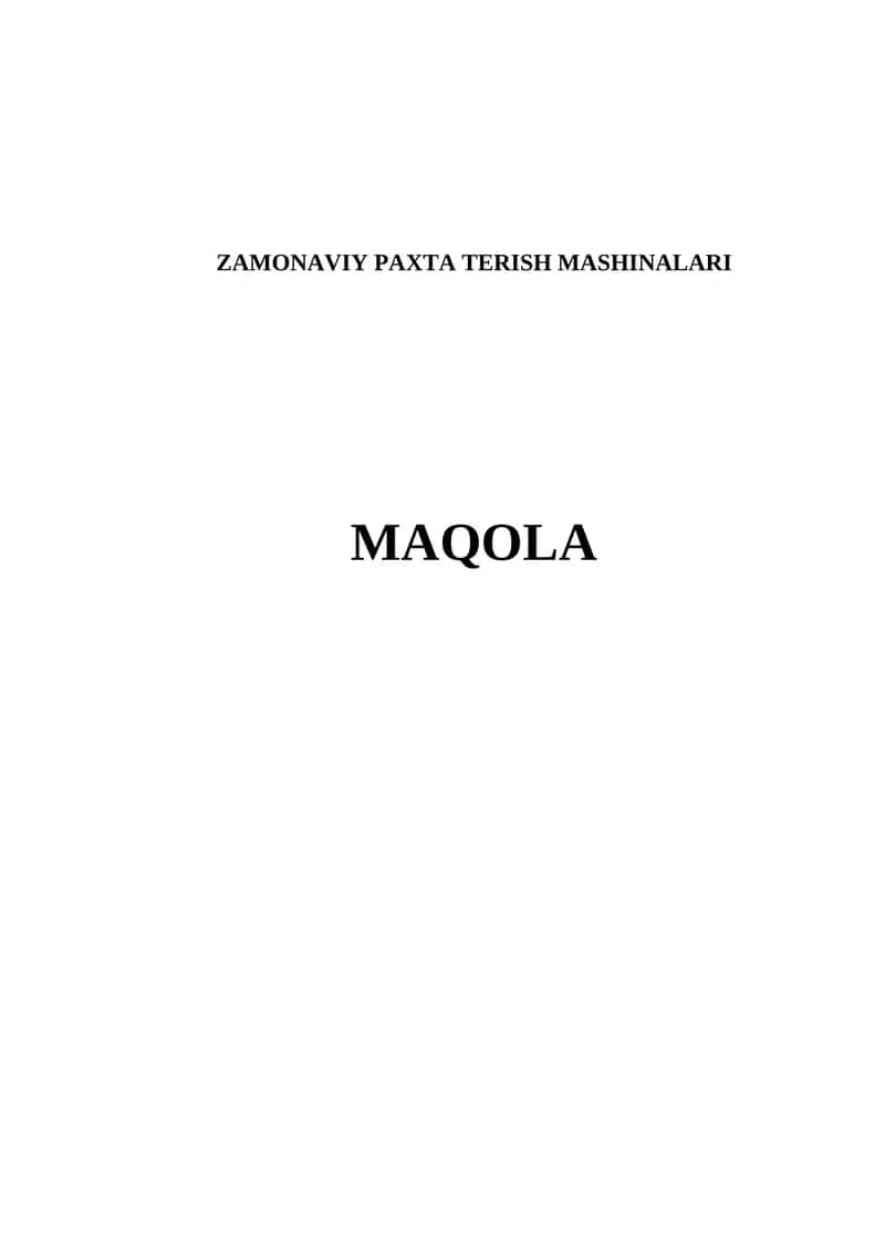 ZAMONAVIY PAXTA TERISH MASHINALARI