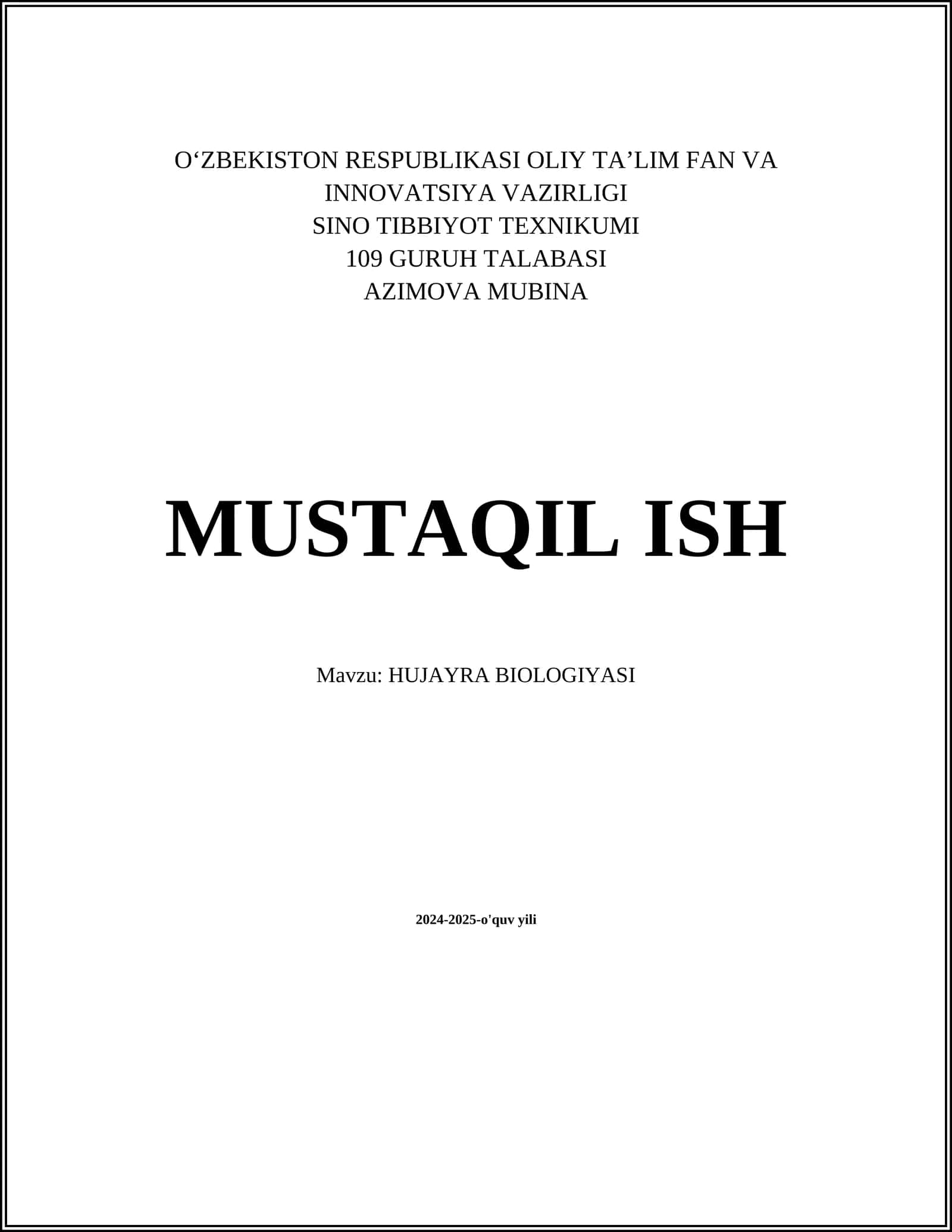 Hujayra Biologiyasi