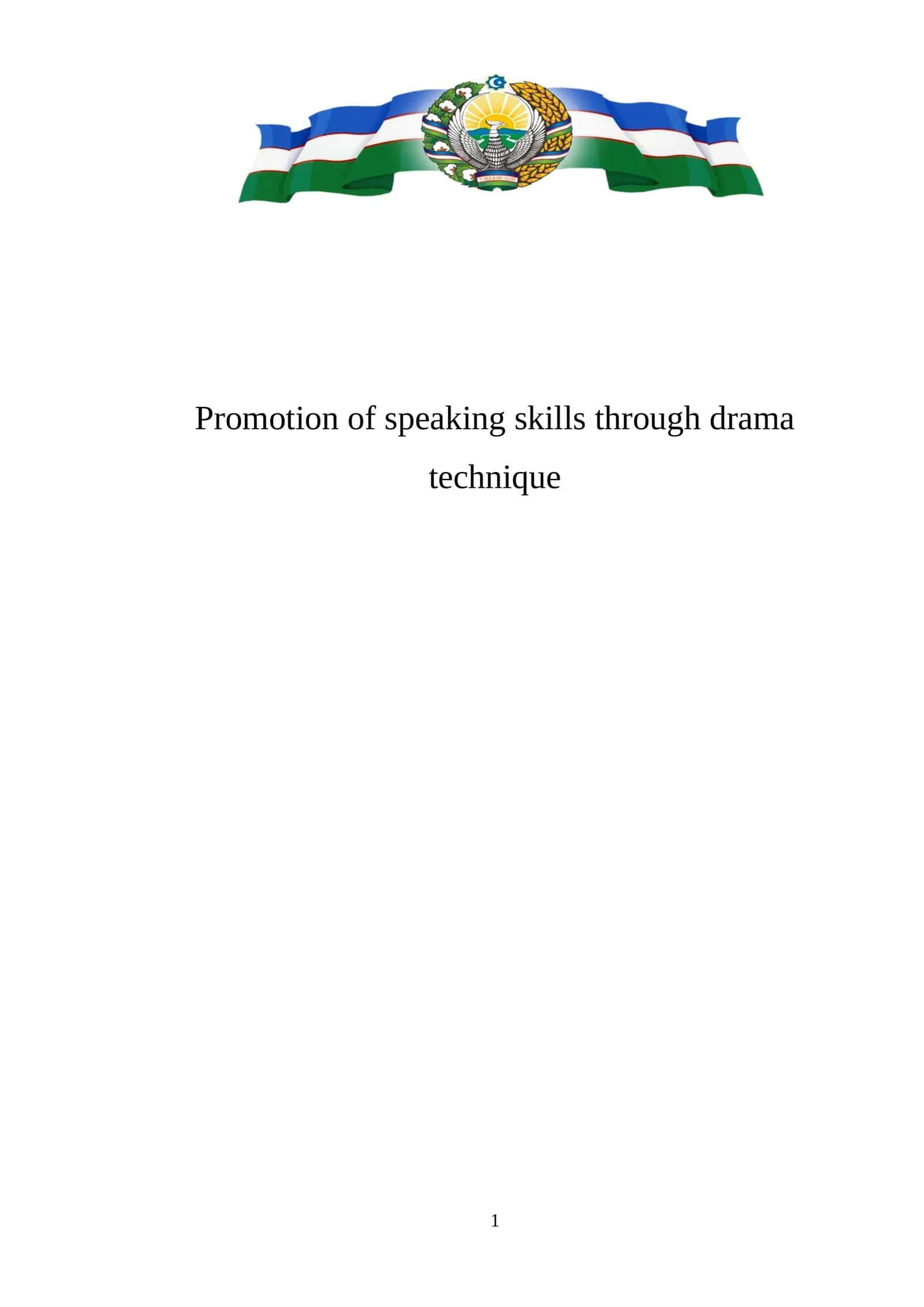 Promotion of speaking skills through drama technique