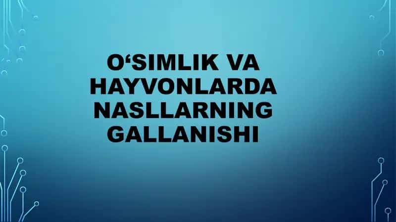 O‘SIMLIK VA HAYVONLARDA NASLLARNING GALLANISHI
