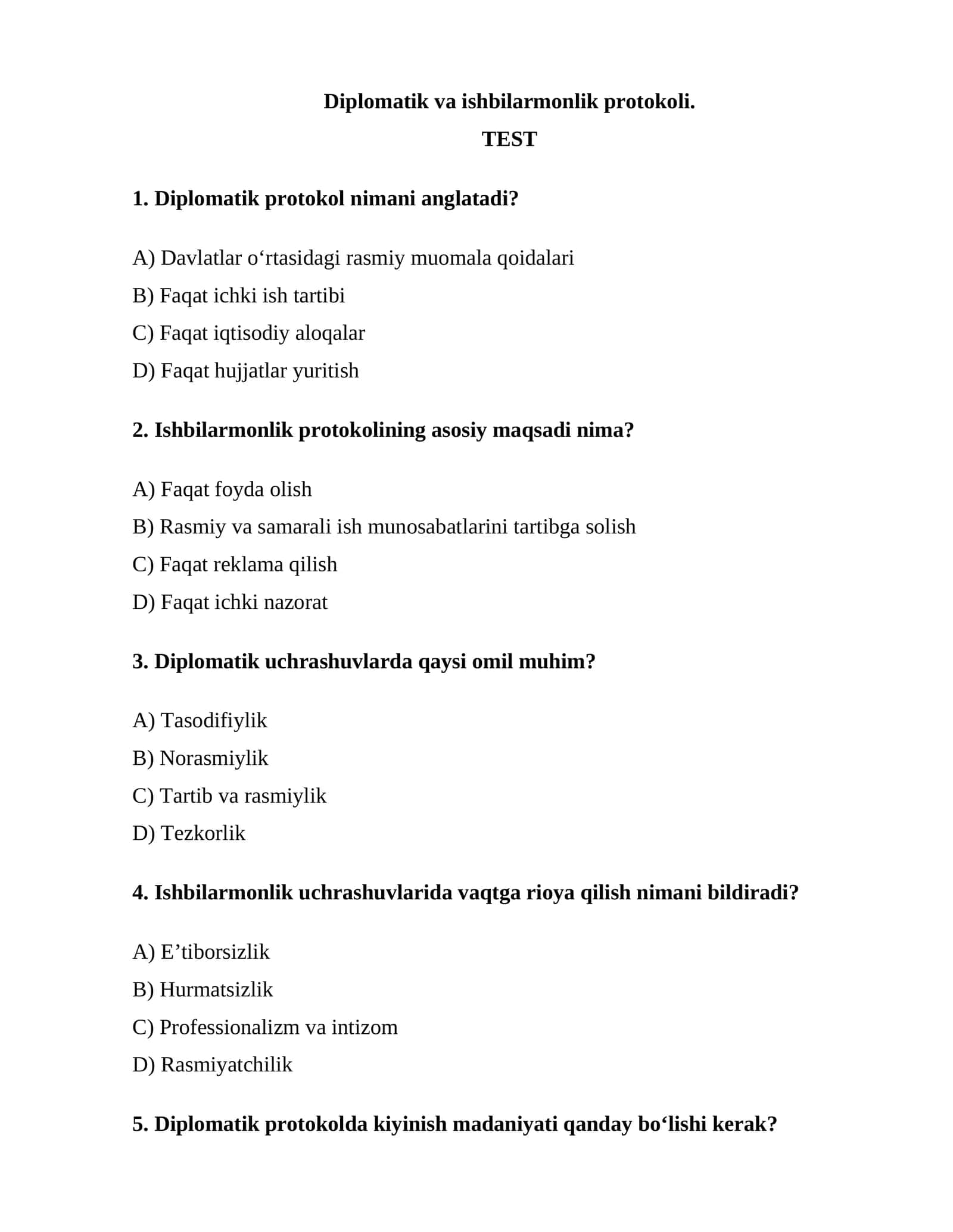 Diplomatik va ishbilarmonlik protokoli