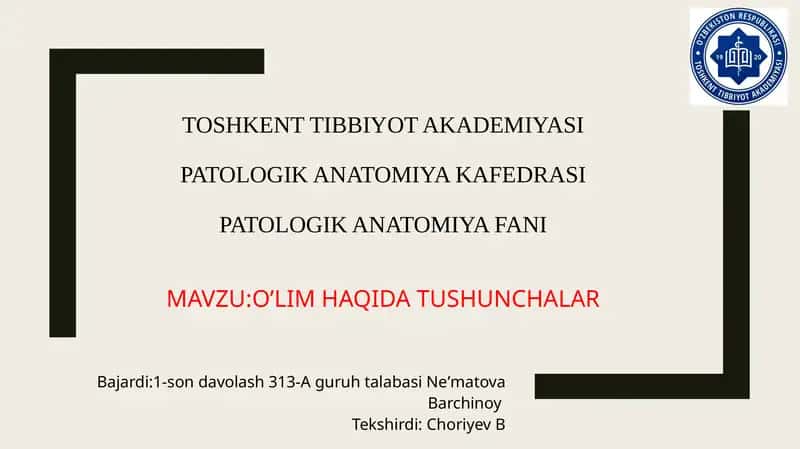 PATOLOGIK ANATOMIYA