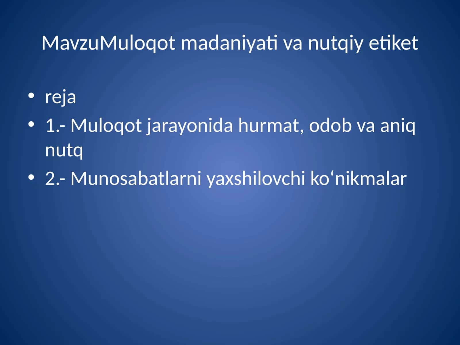 Muloqot madaniyat va nutq etiketi