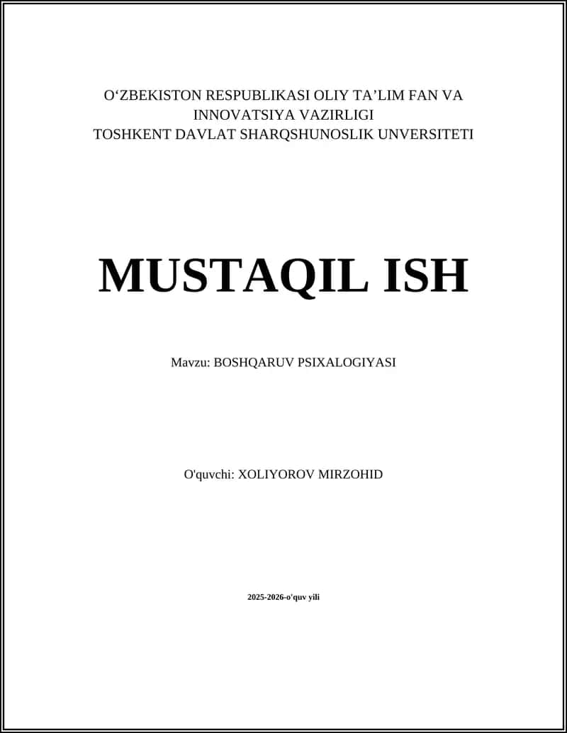 BOSHQARUV PSIXALOGIYASI