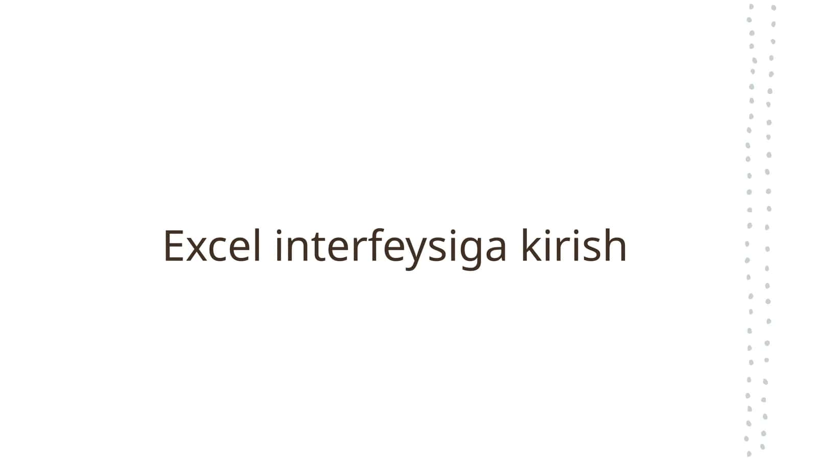 Excel interfeysiga kirish
