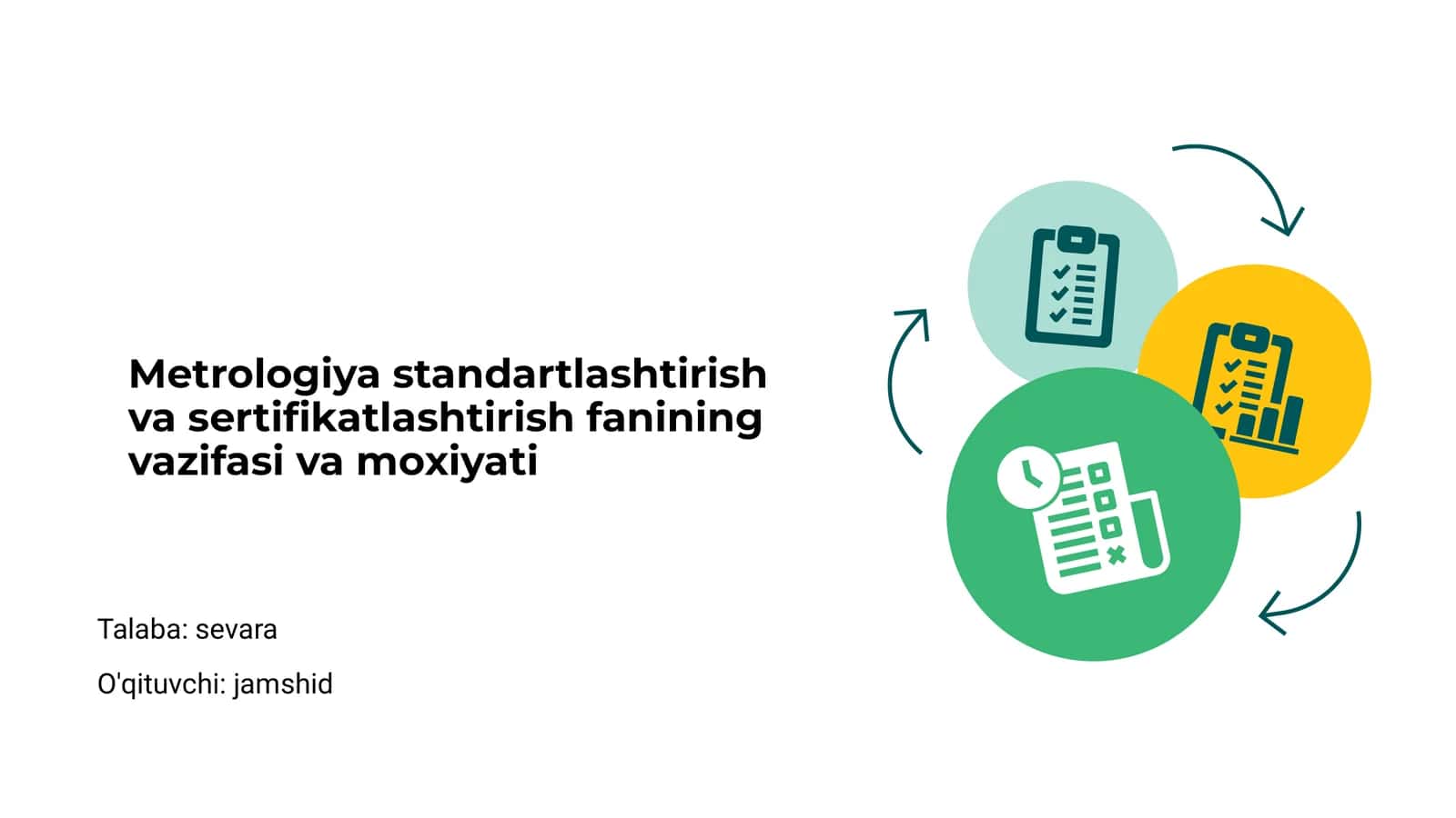 Metrologiya standartlashtirish va sertifikatlashtirish fanining vazifasi va moxiyati