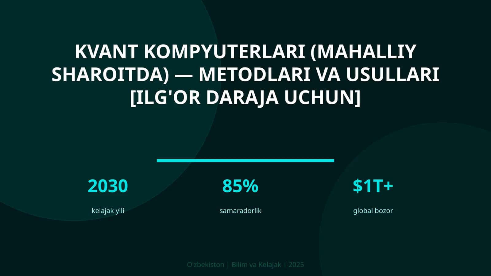 KVANT KOMPYUTERLARI (MAHALLIY SHAROITDA) — METODLARI VA USULLARI [ILG'OR DARAJA UCHUN]
