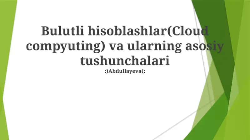 Bulut texnologiyalari asosiy tushunchalari