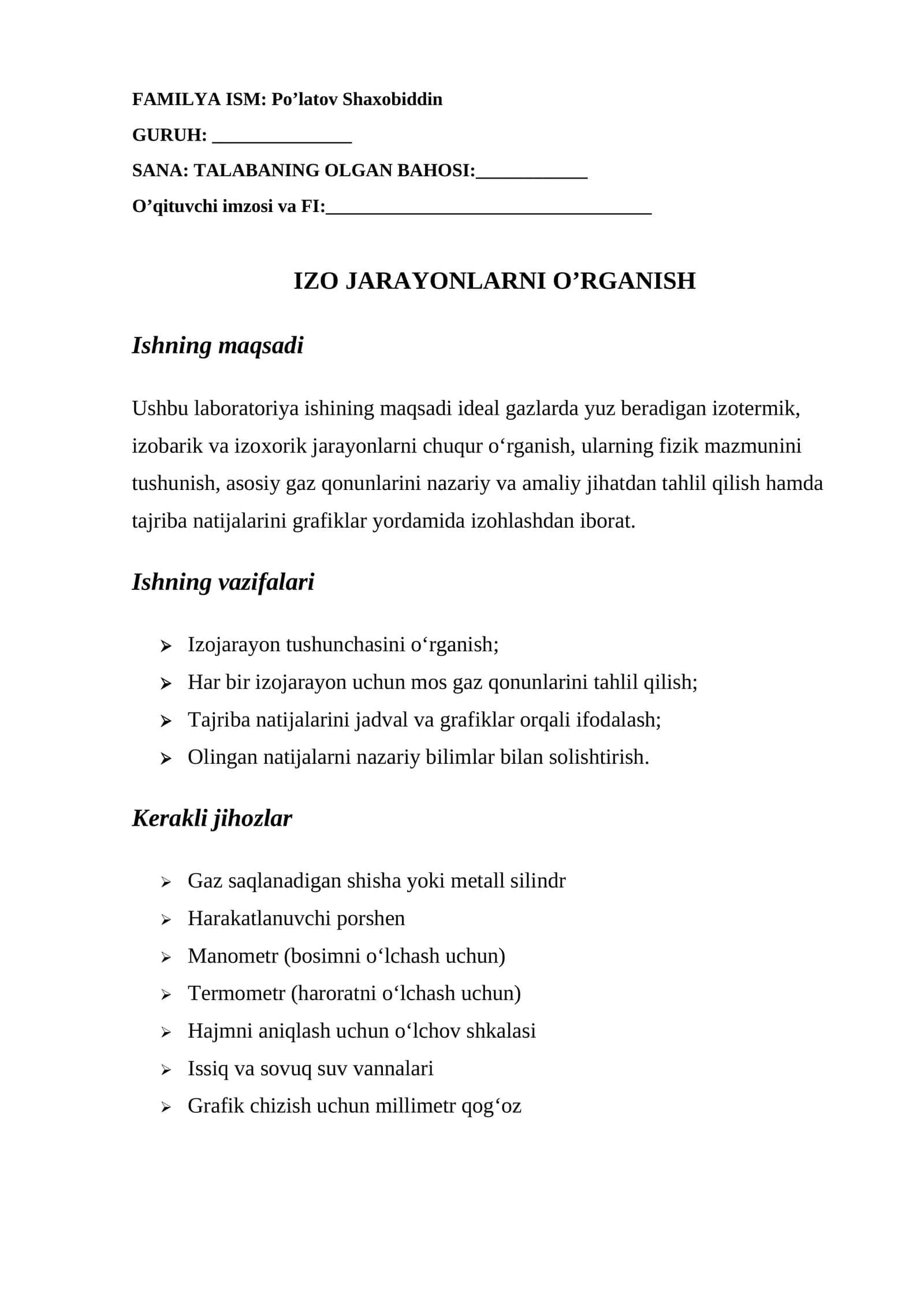 IZOLJARAYONLARNI O’RGANISH