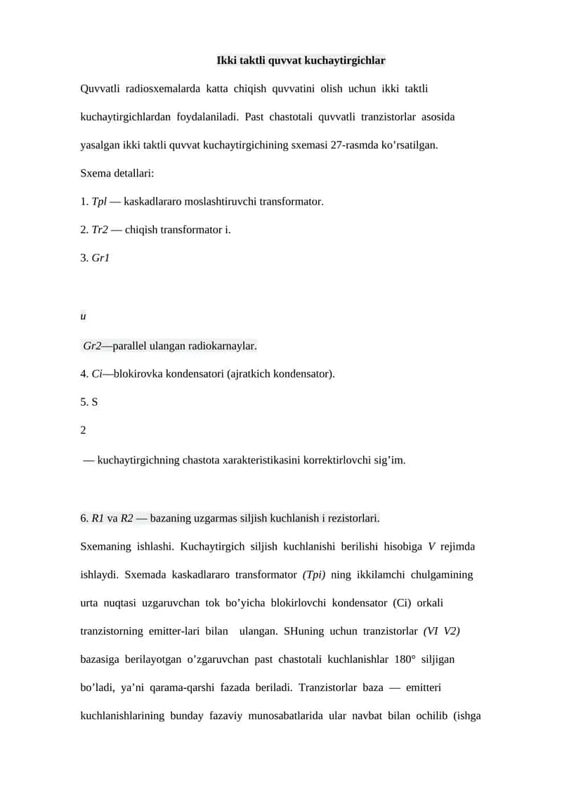 Ikkitaktli quvvatkuchaytirgichlar