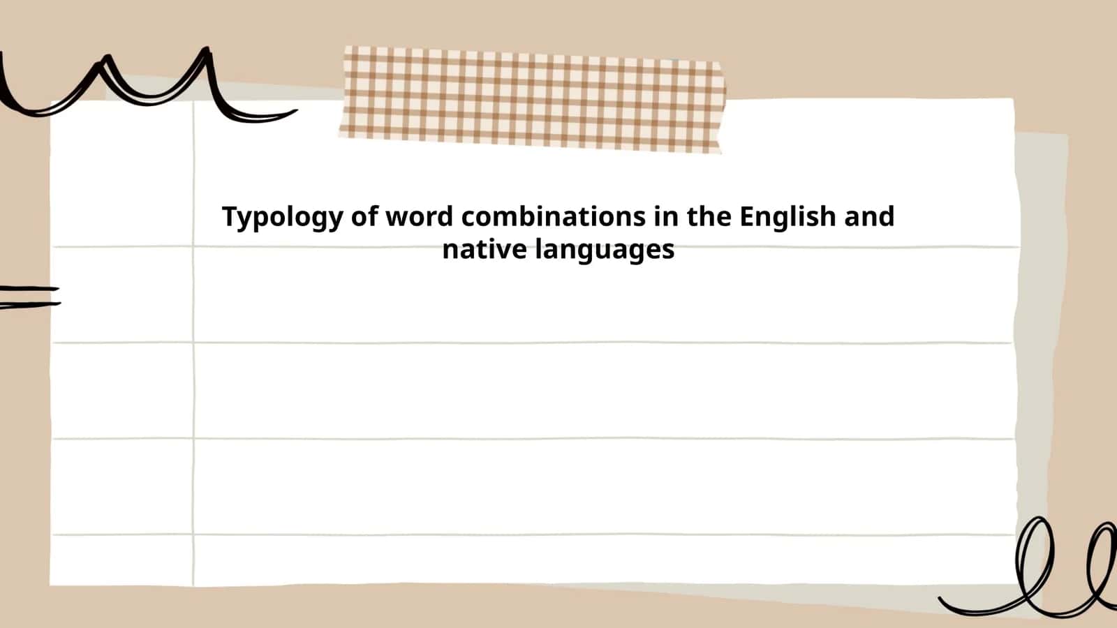 Typology of word combinations in the English and native languages