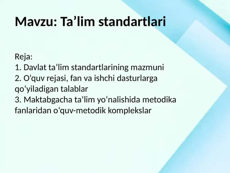 davlat ta'lim standartlari